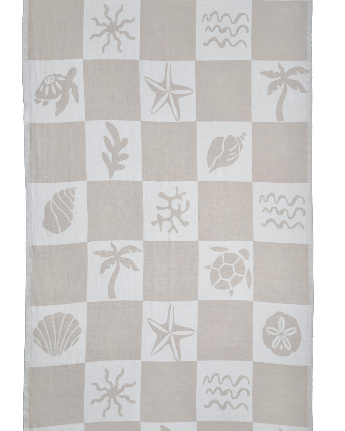 Back view of the reversible Coastline organic Turkish cotton beach towel