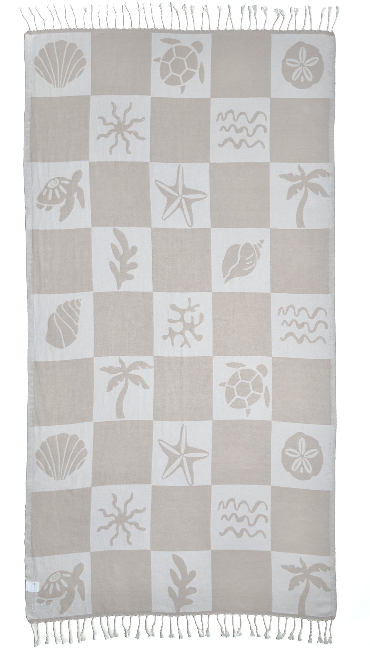 Back view of the reversible Coastline organic Turkish cotton beach towel