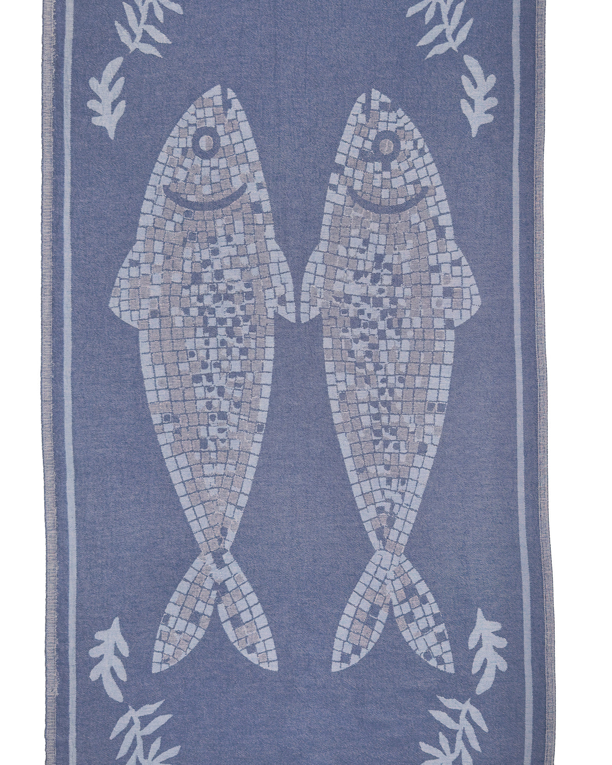 Back view of the reversible Mosaic organic Turkish cotton beach towel