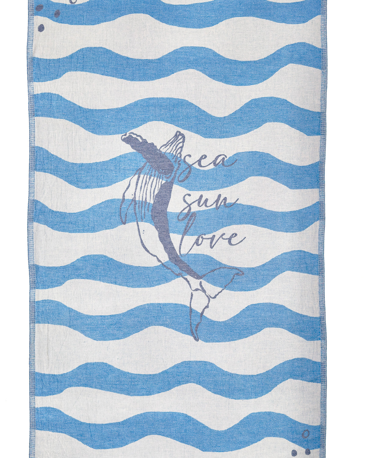 Front view of the Sound organic Turkish cotton beach towel