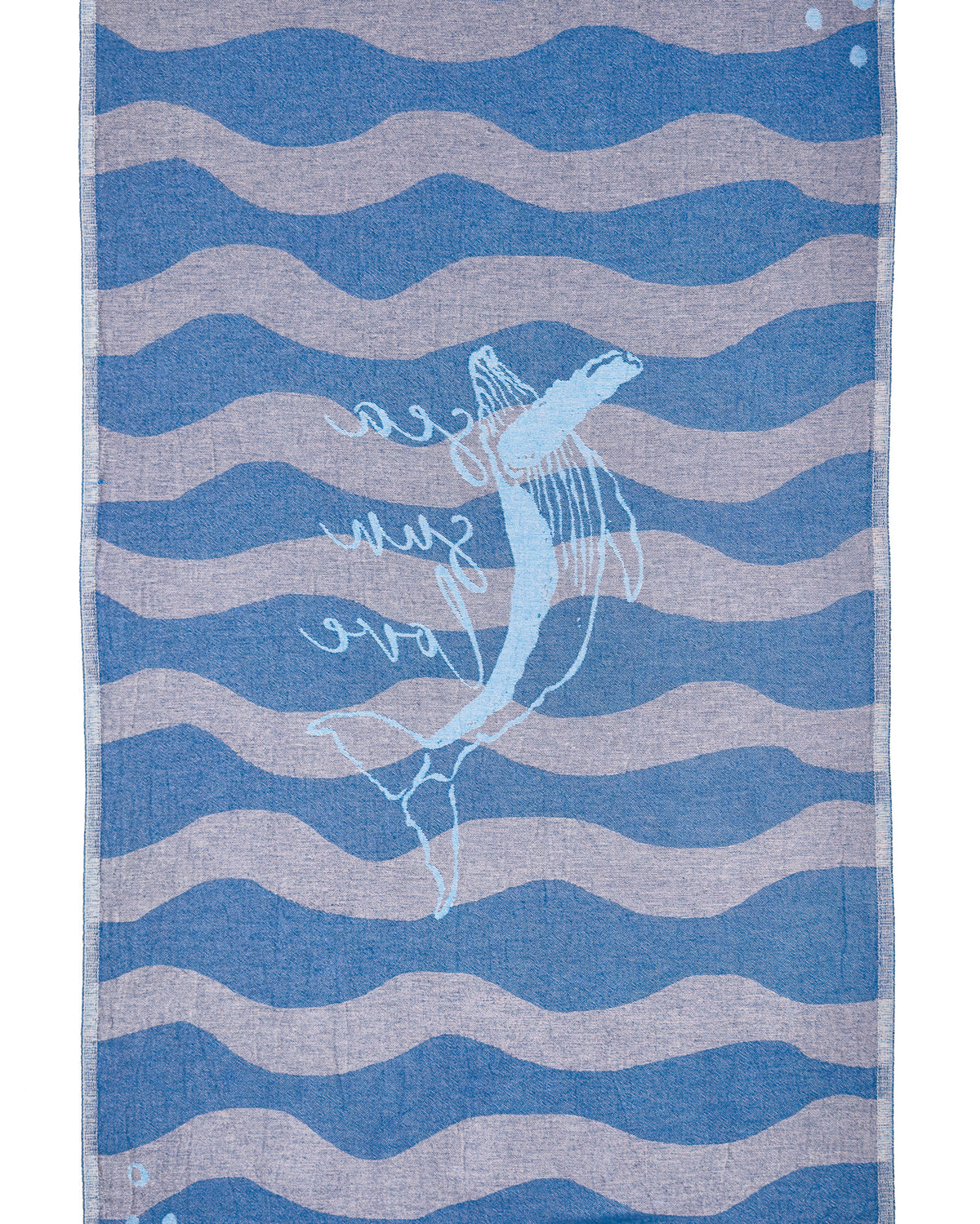 Back view of the reversible Sound organic Turkish cotton beach towel
