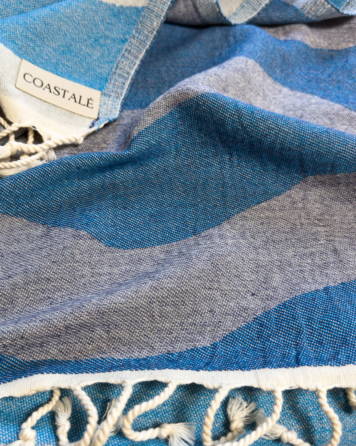 Close-up of the Sound organic Turkish cotton beach towel