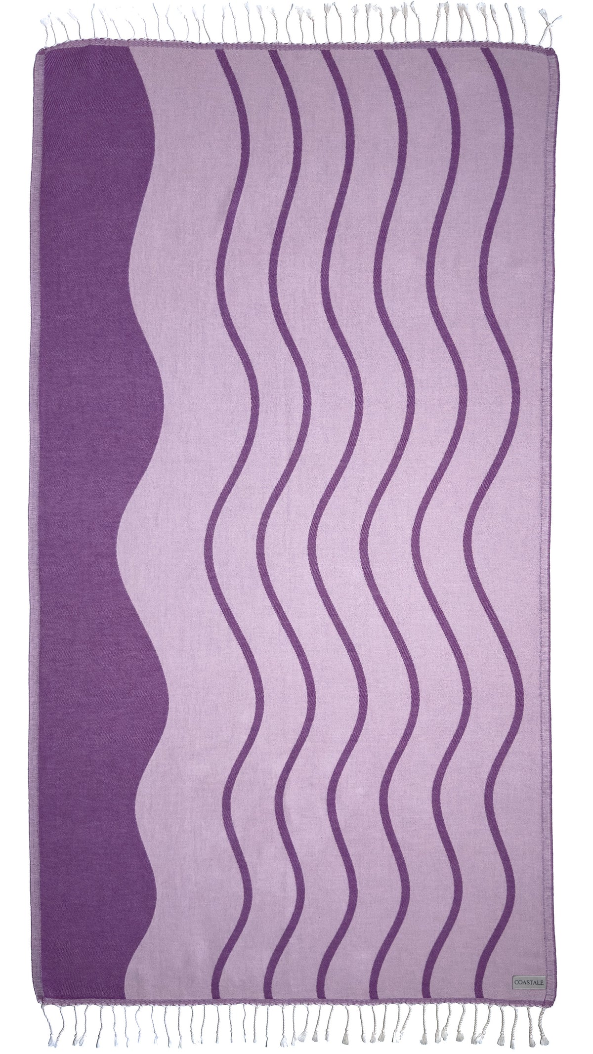 Front view of the Swell purple organic Turkish cotton beach towel