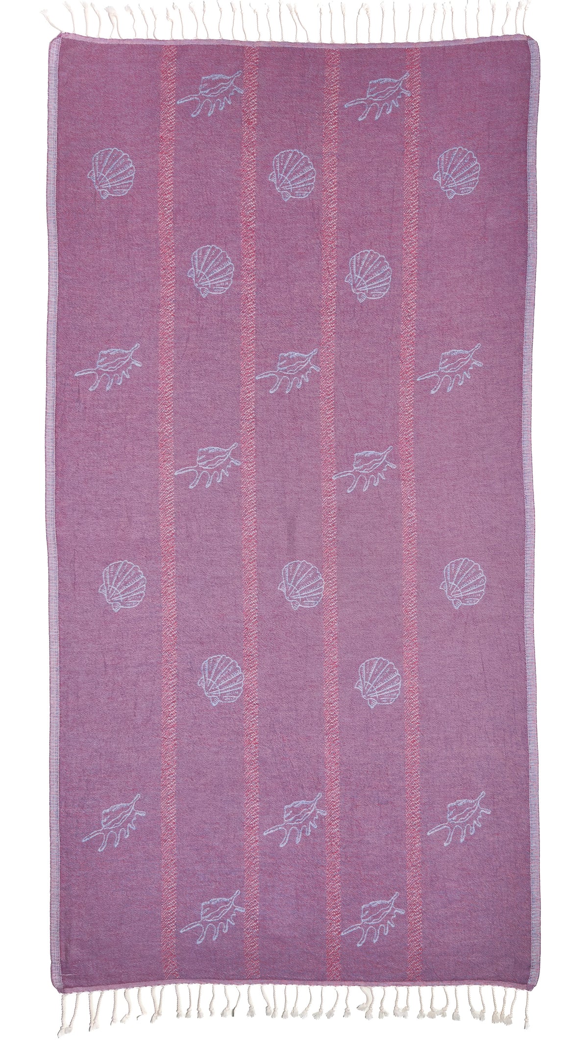 Back view of the reversible Tideline organic Turkish cotton beach towel