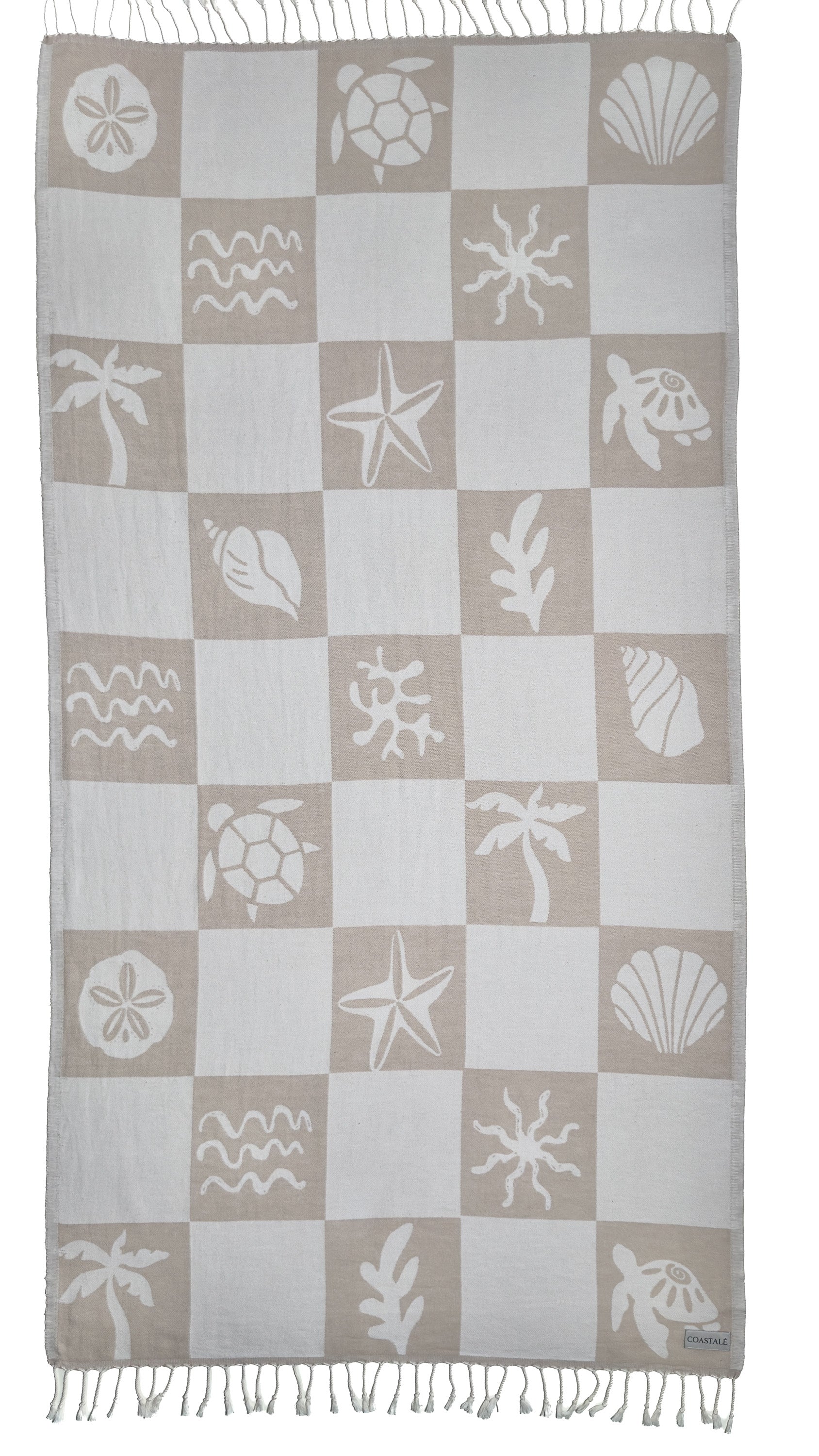 Front view of the Coastline organic Turkish cotton beach towel