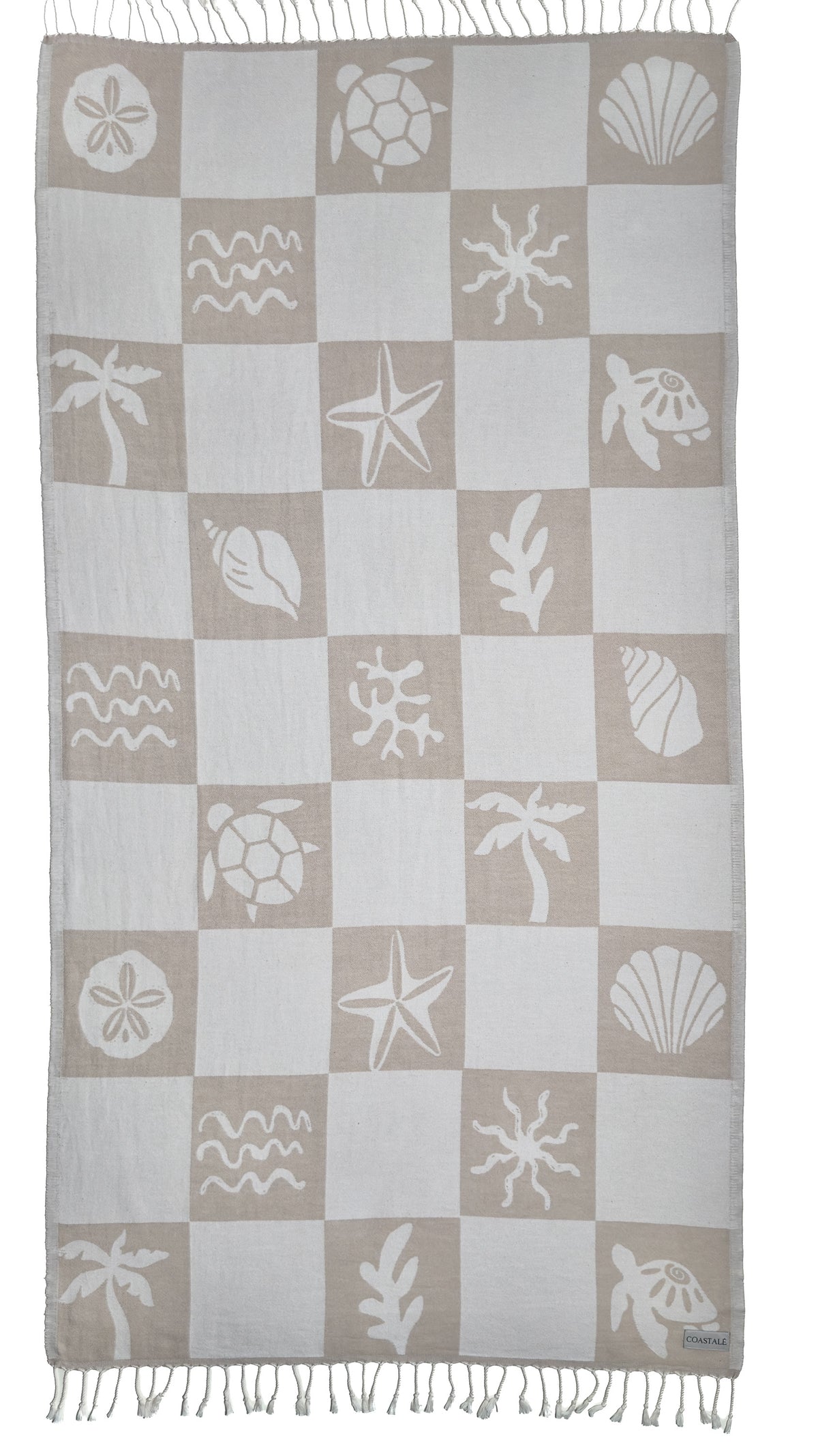 Front view of the Coastline organic Turkish cotton beach towel