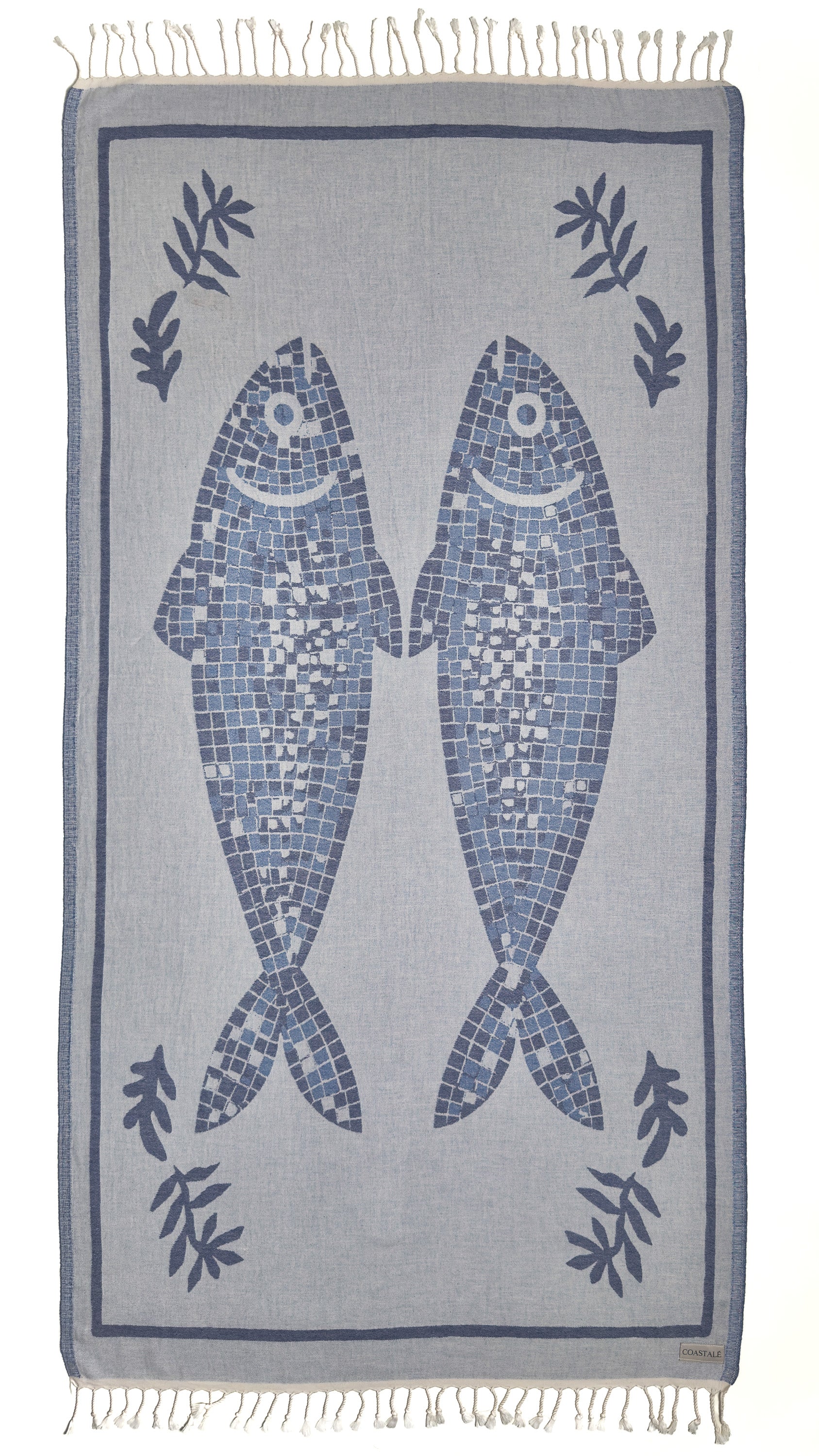 Front view of the Mosaic organic Turkish cotton beach towel