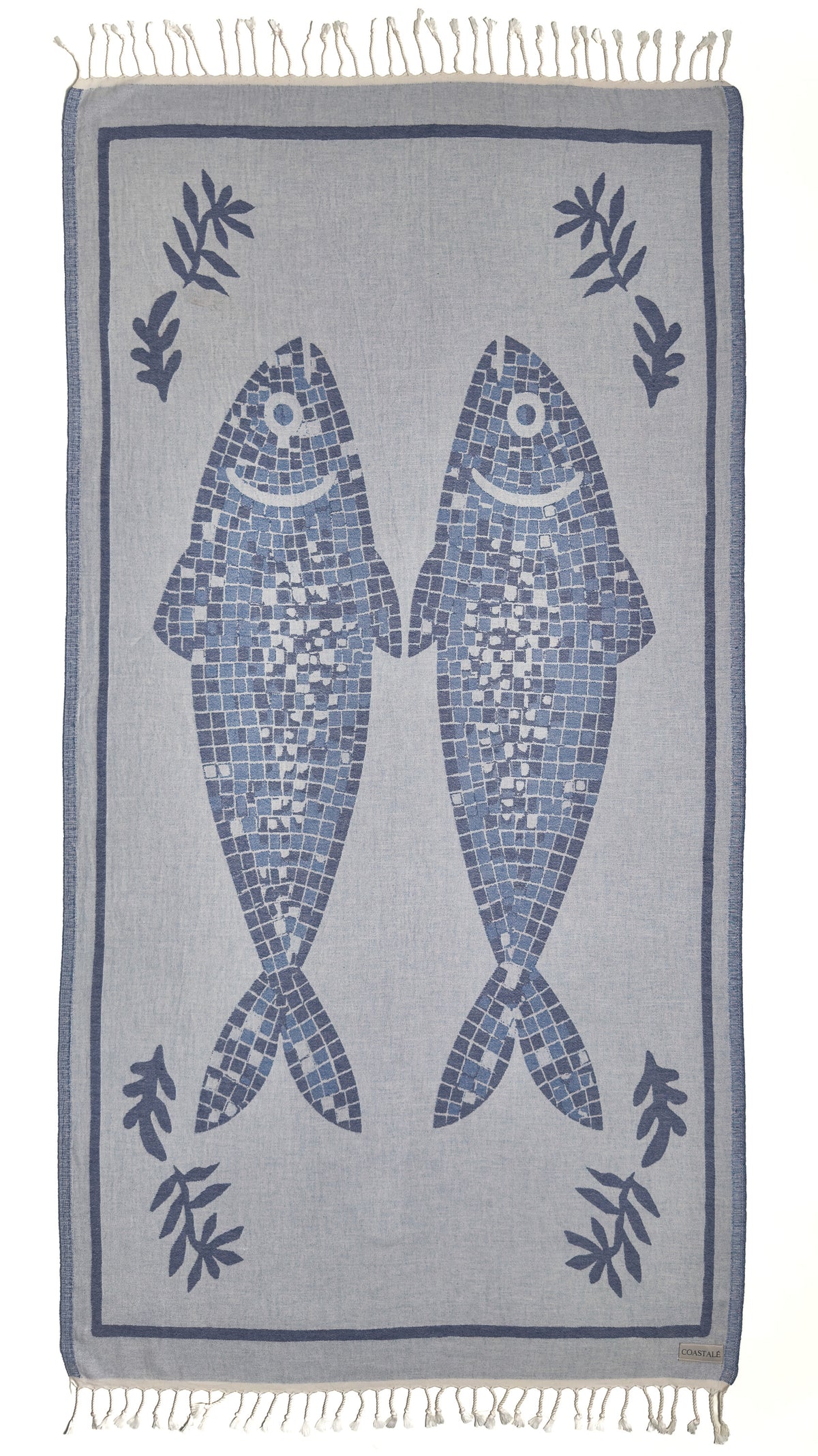 Front view of the Mosaic organic Turkish cotton beach towel