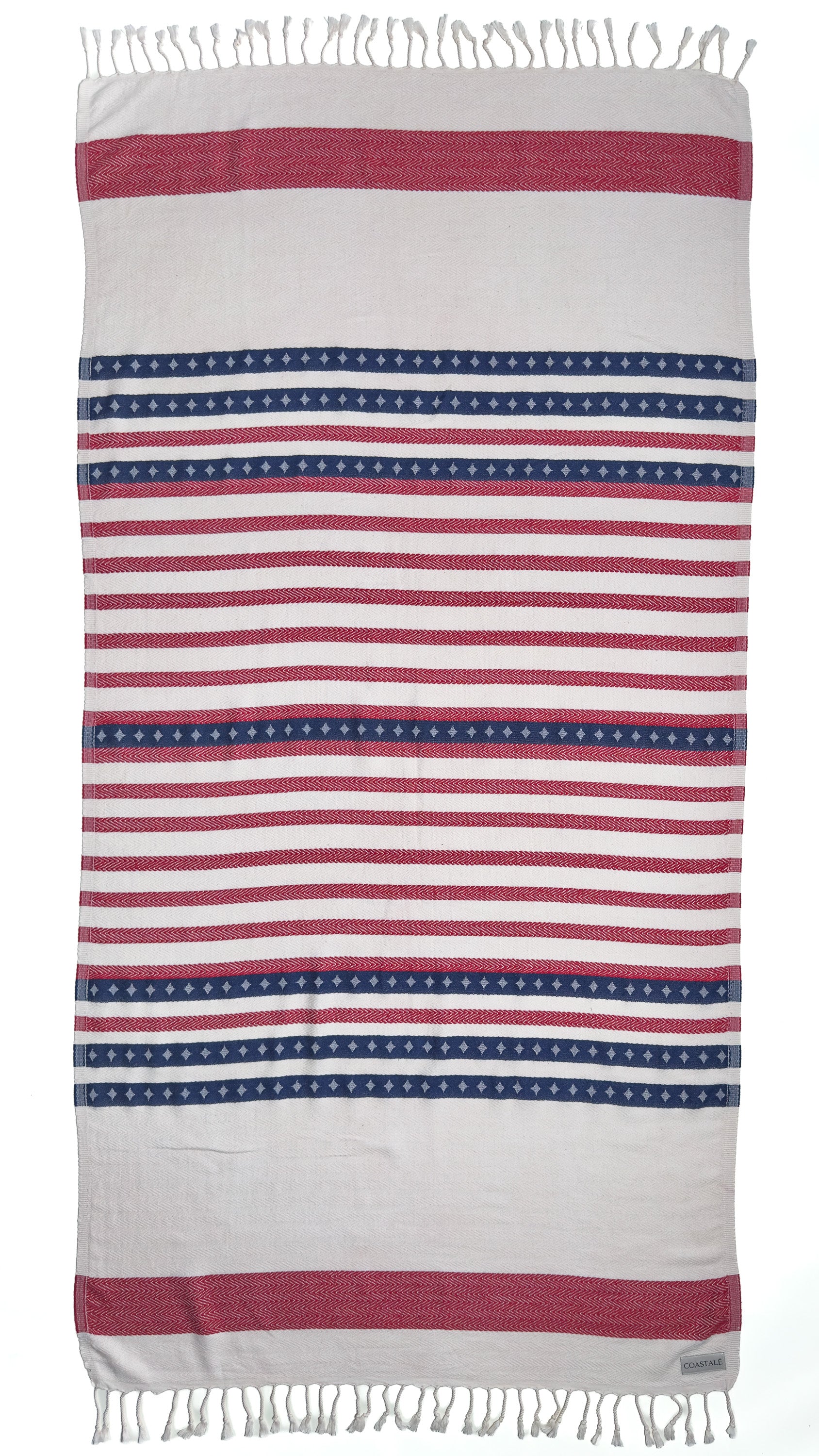 Front view of the Old Glory organic Turkish cotton beach towel, 4th July, American Flag design