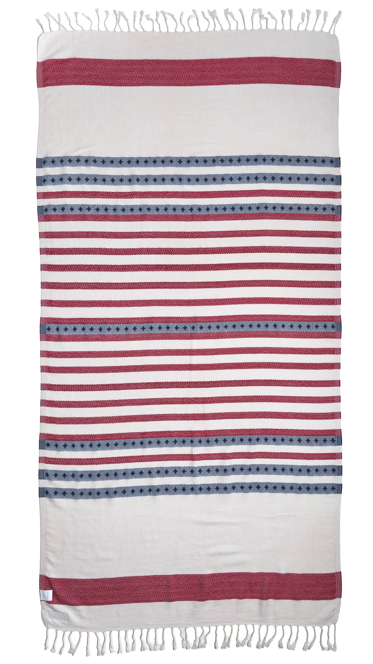 Back view of the Old Glory organic Turkish cotton beach towel, 4th July, American Flag design