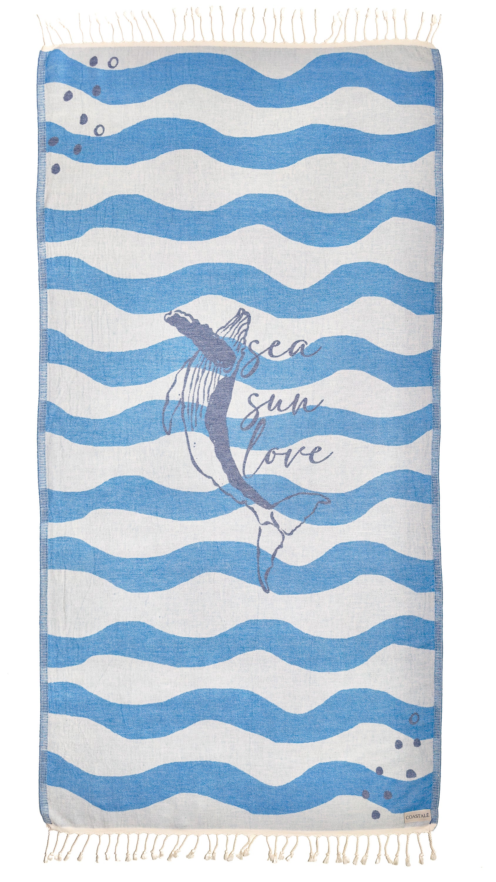 Front view of the Sound organic Turkish cotton beach towel