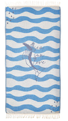 Front view of the Sound organic Turkish cotton beach towel