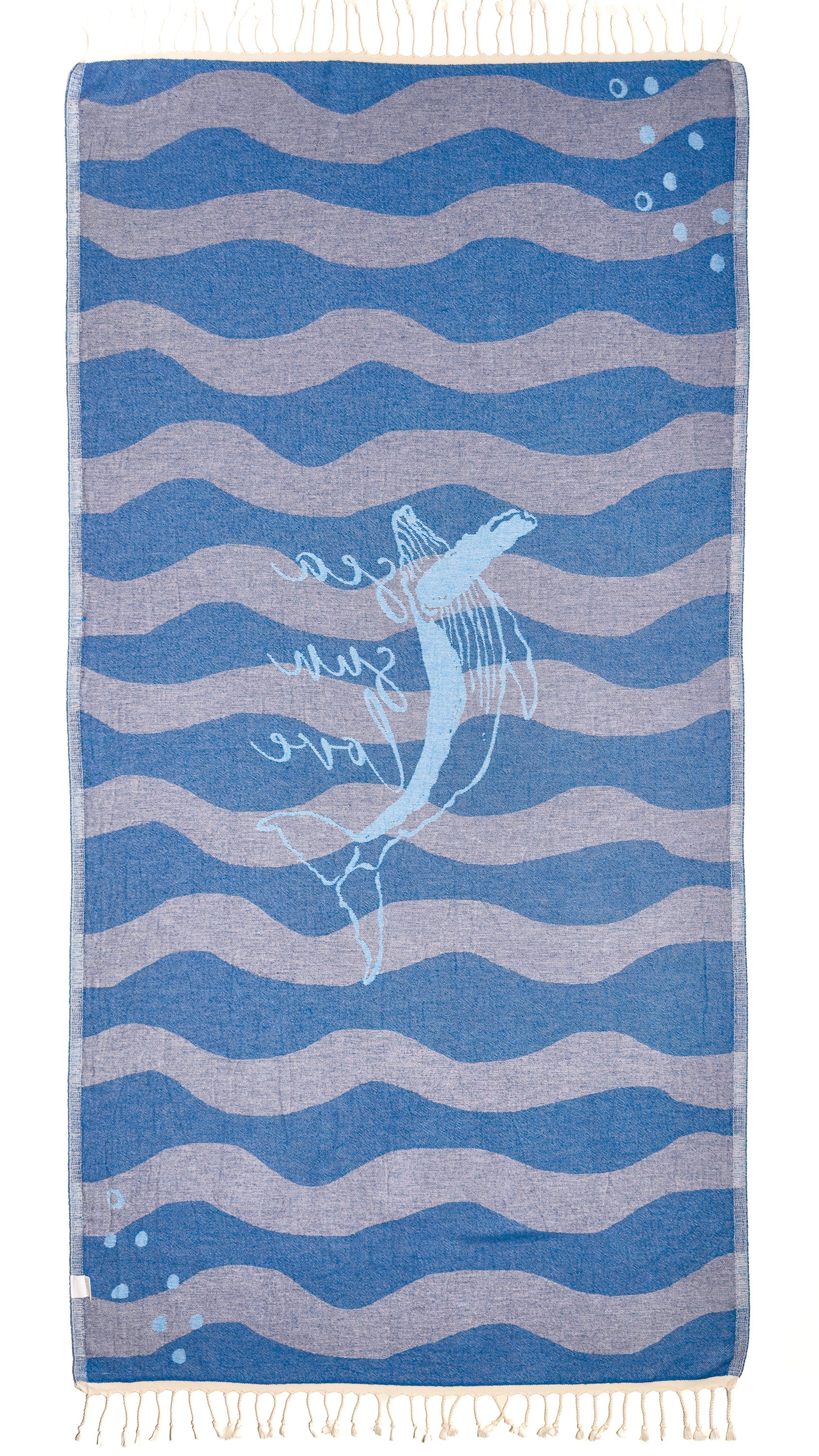 Back view of the reversible Sound organic Turkish cotton beach towel