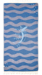 Back view of the reversible Sound organic Turkish cotton beach towel