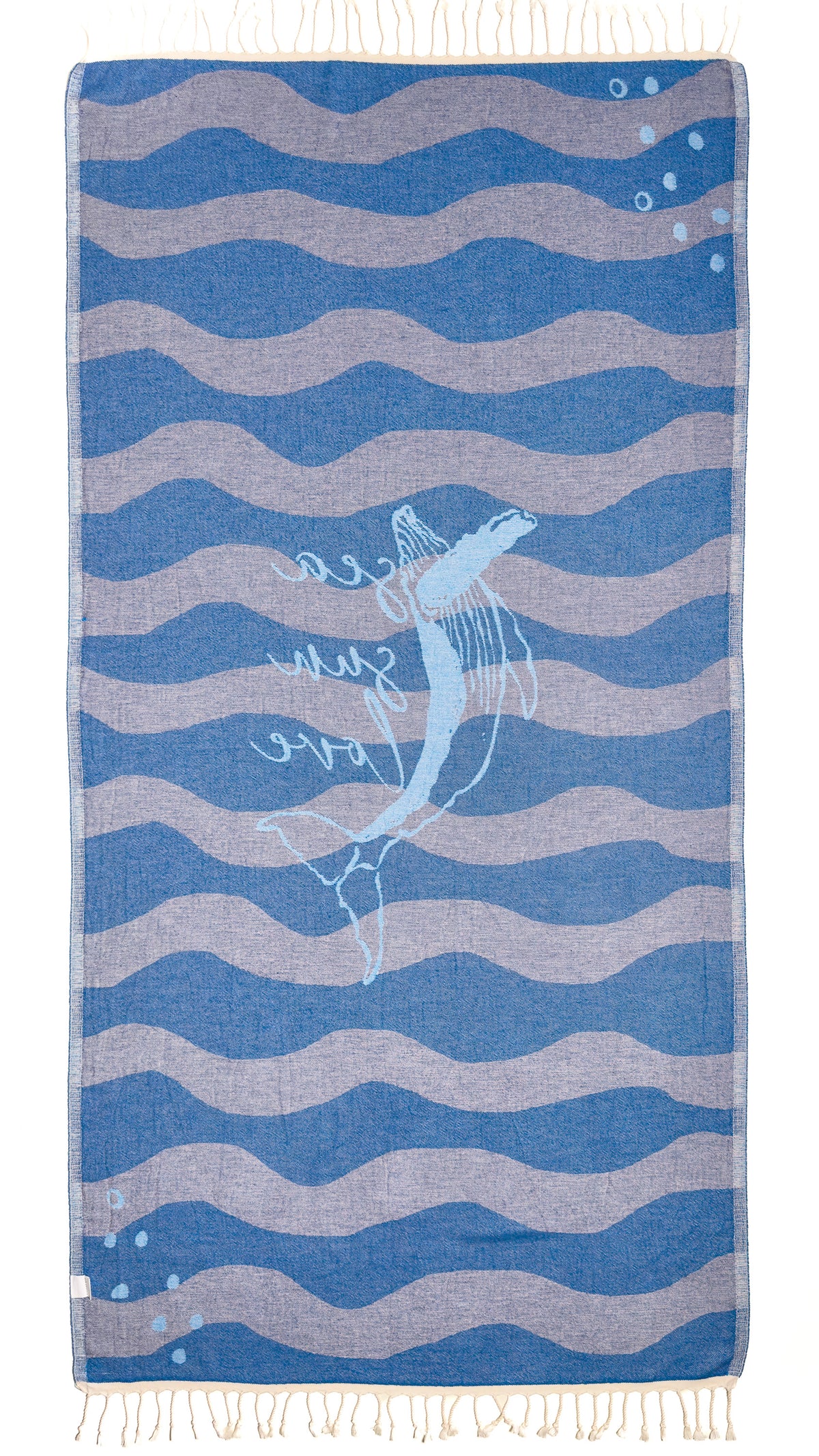 Back view of the reversible Sound organic Turkish cotton beach towel