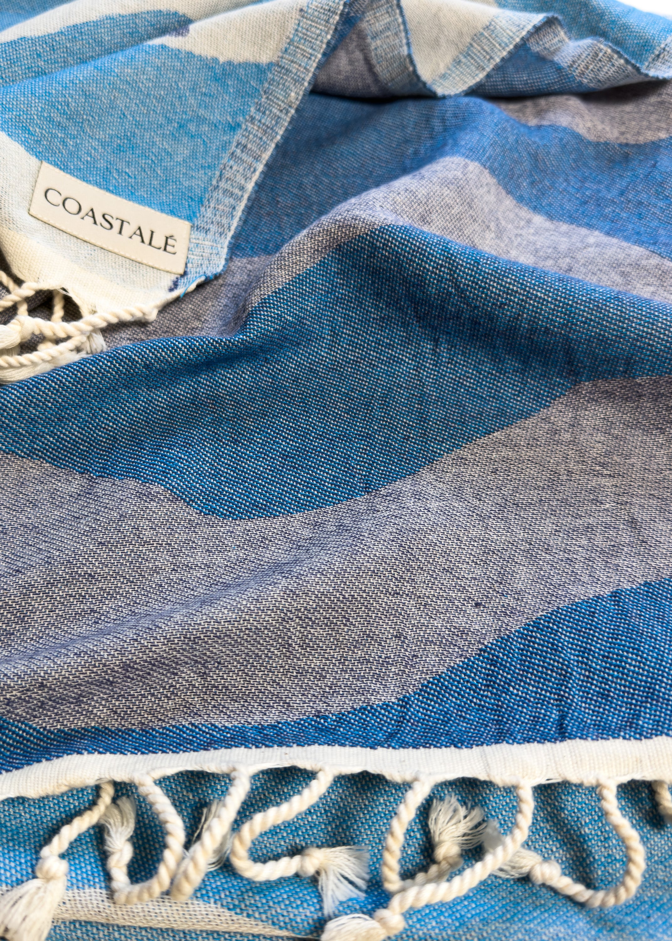 Close-up of the Sound organic Turkish cotton beach towel