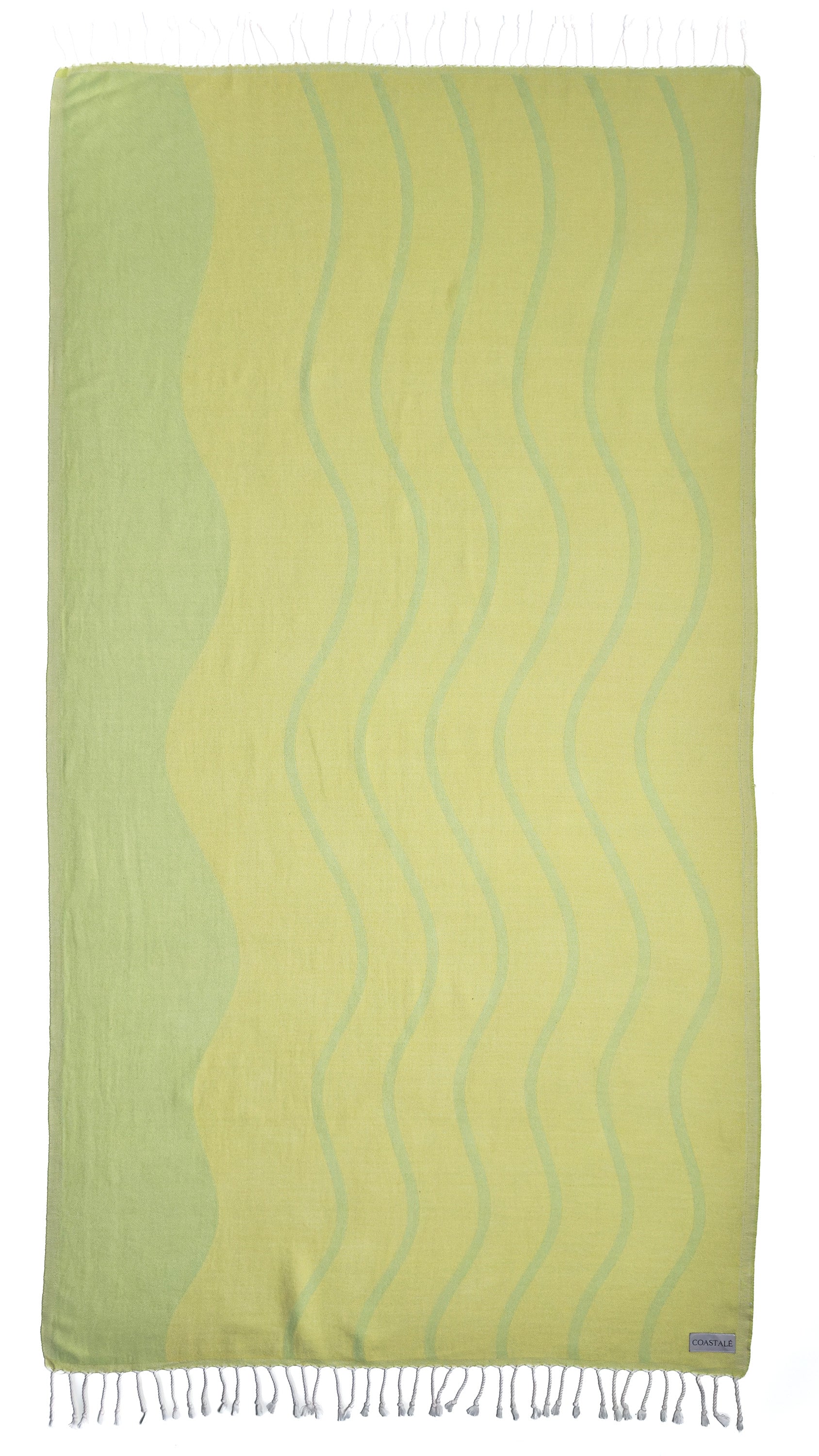 Front view of the Swell lemon organic Turkish cotton beach towel
