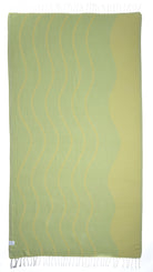 Back view of the reversible Swell lemon organic Turkish cotton beach towel
