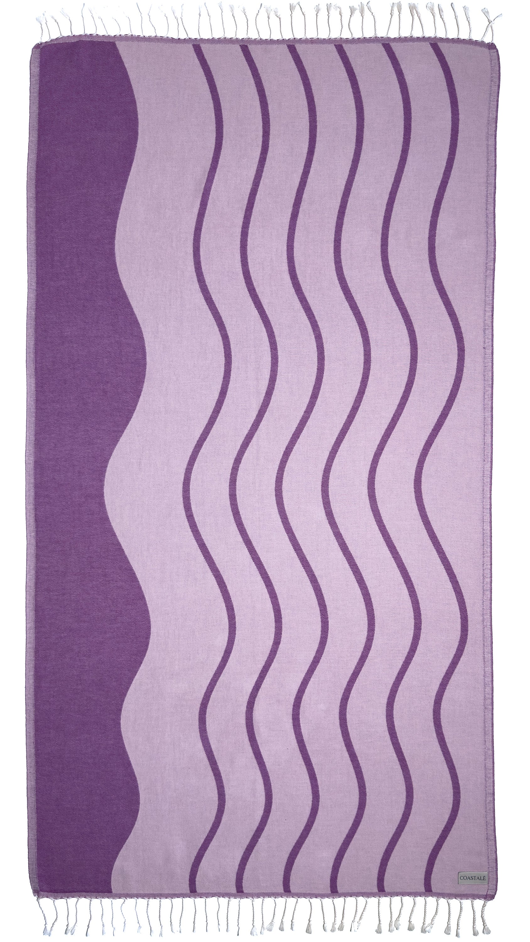 Front view of the Swell purple organic Turkish cotton beach towel