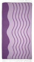 Front view of the Swell purple organic Turkish cotton beach towel