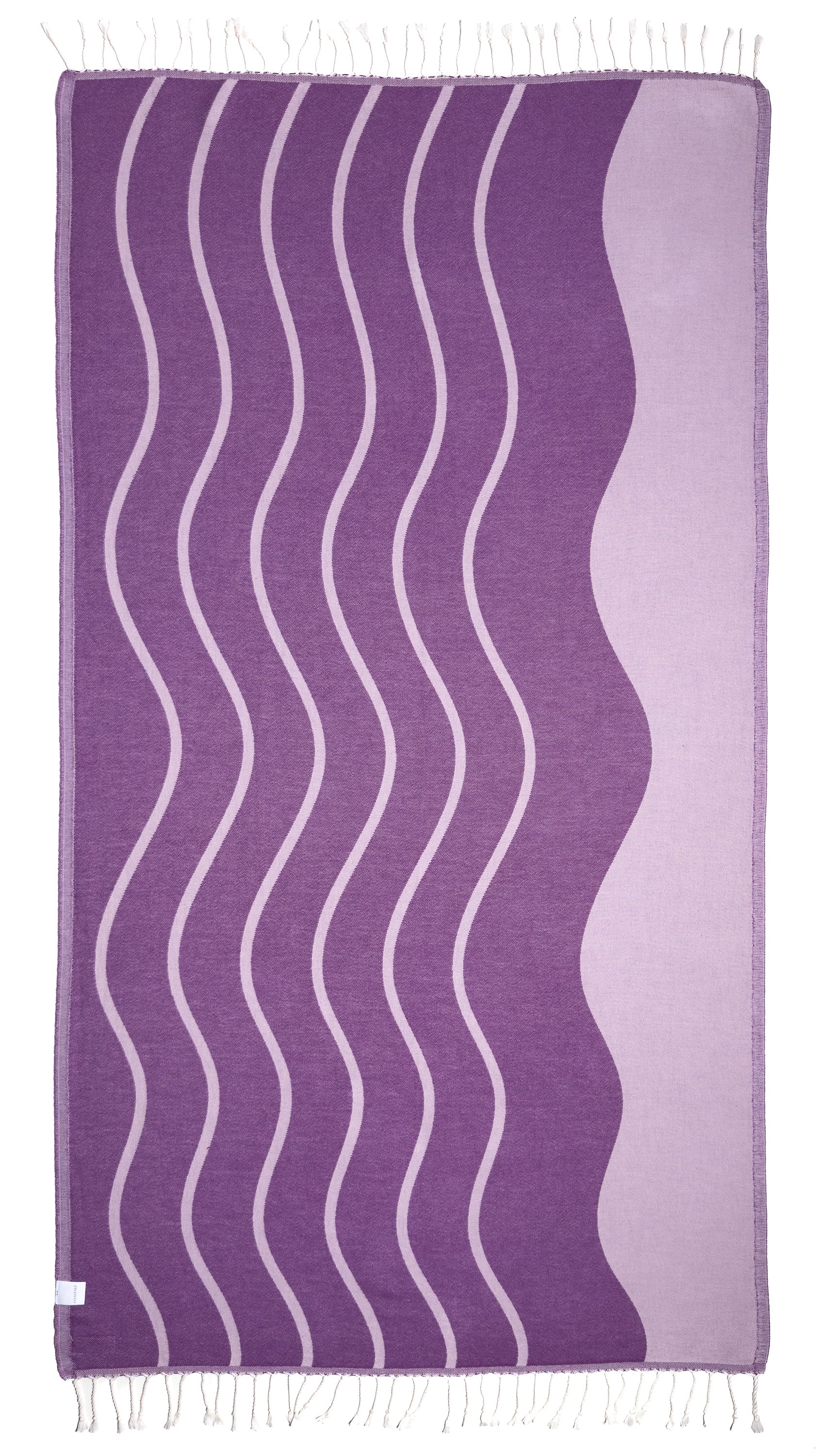 Back view of the Swell purple organic Turkish cotton beach towel

