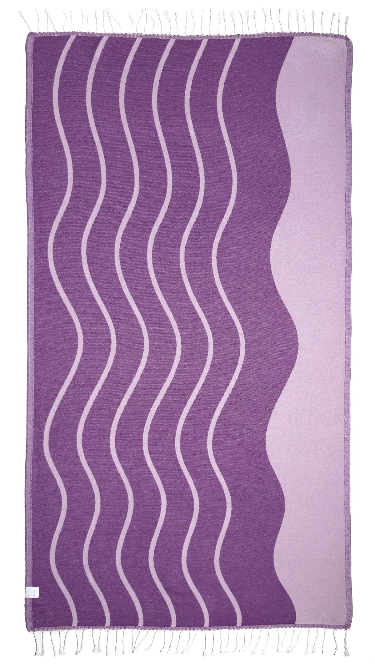 Back view of the Swell purple organic Turkish cotton beach towel

