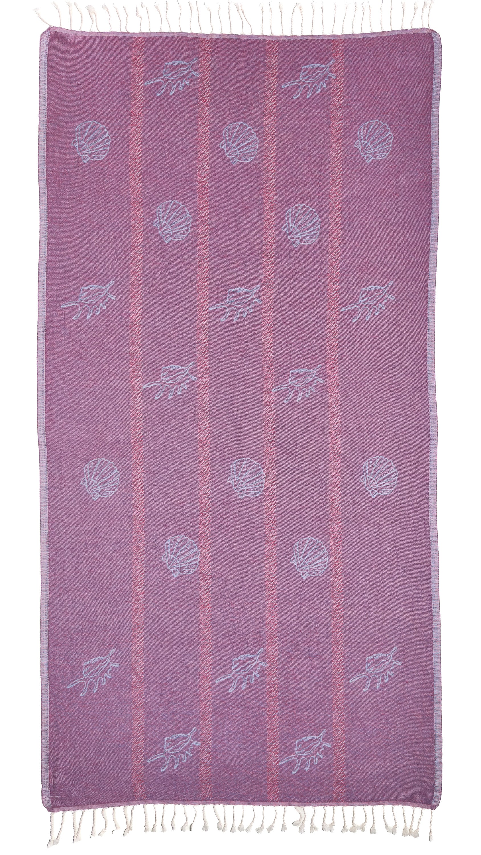 Back view of the reversible Tideline organic Turkish cotton beach towel